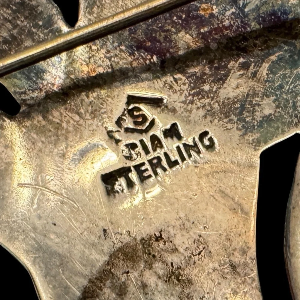 Rare Siam Sterling Silver Slide Pendant & Brooch Pin